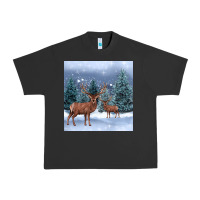 Pigment Black winter deer Urban Heavy Tee - BarkalooDesign