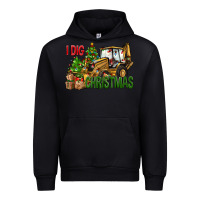 Black I Dig Christmas Backhoe Loader Urban Hoodie - BundleAndBundleShop