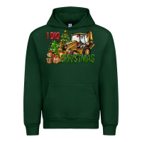Forest Green I Dig Christmas Backhoe Loader Urban Hoodie - BundleAndBundleShop
