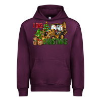 Mauve Wine I Dig Christmas Backhoe Loader Urban Hoodie - BundleAndBundleShop
