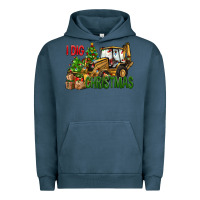 Pigment Midnight Navy I Dig Christmas Backhoe Loader Urban Hoodie - BundleAndBundleShop