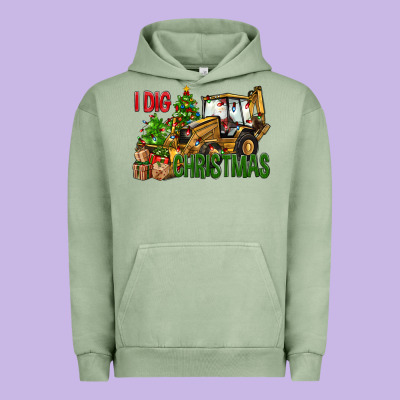 I Dig Christmas Backhoe Loader Urban Hoodie Designed By Bundleandbundleshop