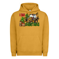 Pigment Peanut Butter I Dig Christmas Backhoe Loader Urban Hoodie - BundleAndBundleShop
