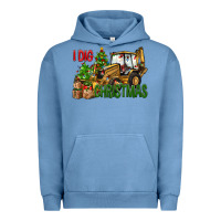 Pigment Pebble Blue I Dig Christmas Backhoe Loader Urban Hoodie - BundleAndBundleShop