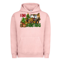 Pigment Salmon I Dig Christmas Backhoe Loader Urban Hoodie - BundleAndBundleShop