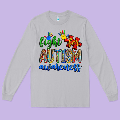 Fight For Autism Awareness Long Sleeve Tee Designed By Zillion Design Studio