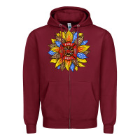 Burgundy firefighter sunflower Zipper Hoodie - HRA Design Shop