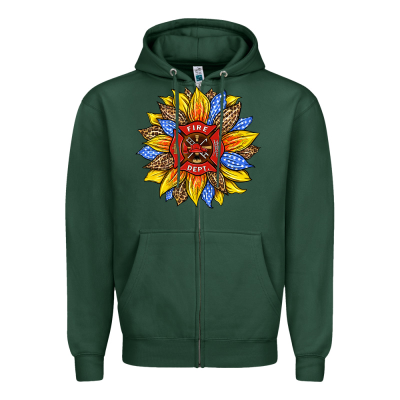 Firefighter Sunflower Zipper Hoodie by HRA Design Shop | Teevron
