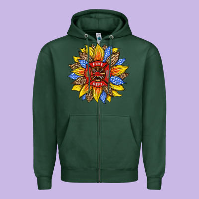 Firefighter Sunflower Zipper Hoodie Designed By Hra Design Shop