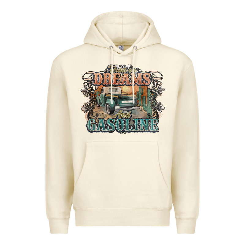 Runs On Dreams And Gasoline Truck Western Premium Hoodie by NancyCooperArtShop | Teevron