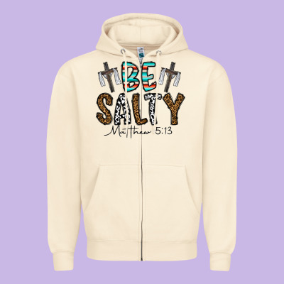 Be Salty Matthew 5. 13 Zipper Hoodie Designed By Cowhidedigitalart