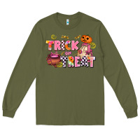 Army Green trıck or treat Long Sleeve Tee - AdoDesignShop