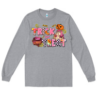 Heather Grey trıck or treat Long Sleeve Tee - AdoDesignShop