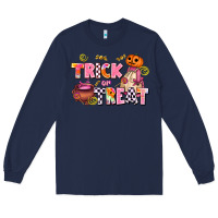 Navy trıck or treat Long Sleeve Tee - AdoDesignShop