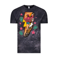 Cloud Black cowgirl with lightning bolt Vintage Tee - texasbilliewilder