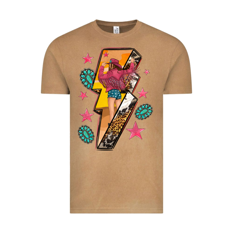 Cowgirl With Lightning Bolt Vintage Tee by texasbilliewilder | Teevron