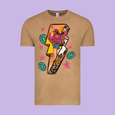 Vintage Tee cowgirl with lightning bolt