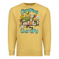 Antique Gold camping is my therapy Premium Sweatshirt - BarkalooDesign