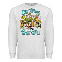 Oatmeal Heather camping is my therapy Premium Sweatshirt - BarkalooDesign