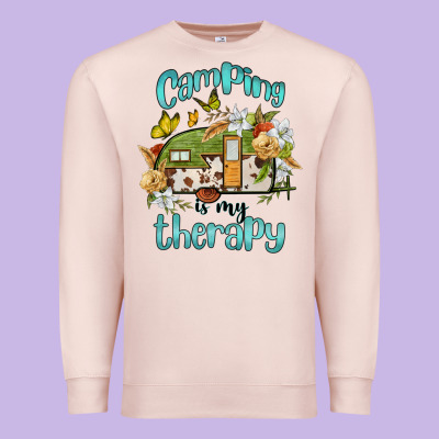 Camping Is My Therapy Premium Sweatshirt Designed By Barkaloodesign