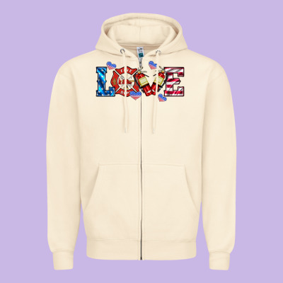 Firefighter Love Zipper Hoodie Designed By Hra Design Shop