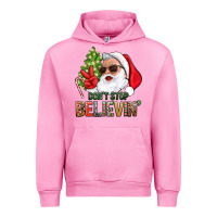 Fuchsia Pink Don't Stop Believing Santa Urban Hoodie - BundleAndBundleShop