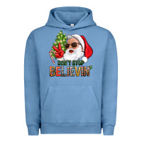 Pigment Pebble Blue Don't Stop Believing Santa Urban Hoodie - BundleAndBundleShop