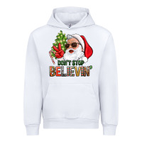 White Don't Stop Believing Santa Urban Hoodie - BundleAndBundleShop