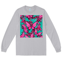 Moon Dust Pink Butterfly with Ribbon Cancer Long Sleeve Tee - texasbilliewilder