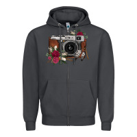 Smoke floral feather vintage camera Zipper Hoodie - FaDigitalArtStudio