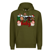 Army Green santa baby with santa and christmas tree cake Premium Hoodie - AdoDesignShop