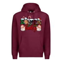 Burgundy santa baby with santa and christmas tree cake Premium Hoodie - AdoDesignShop