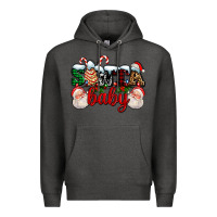 Charcoal Heather santa baby with santa and christmas tree cake Premium Hoodie - AdoDesignShop