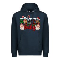 Navy santa baby with santa and christmas tree cake Premium Hoodie - AdoDesignShop