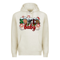 Oatmeal Heather santa baby with santa and christmas tree cake Premium Hoodie - AdoDesignShop
