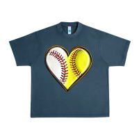 Midnight Navy baseball and softball heart Urban Heavy Tee - texasbilliewilder