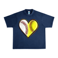 Navy baseball and softball heart Urban Heavy Tee - texasbilliewilder