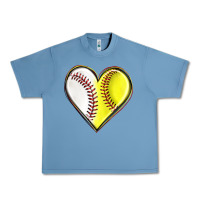 Pebble Blue baseball and softball heart Urban Heavy Tee - texasbilliewilder