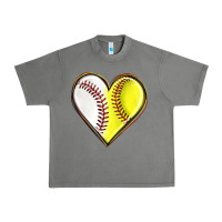 Baseball And Softball Heart Urban Heavy Tee | Teevron