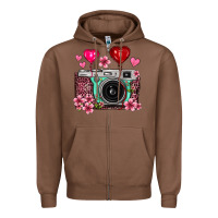 Chestnut floral heart pink leopard vintage camera Zipper Hoodie - FaDigitalArtStudio