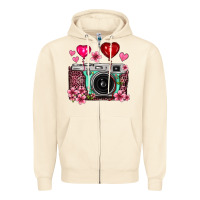 Sandshell floral heart pink leopard vintage camera Zipper Hoodie - FaDigitalArtStudio