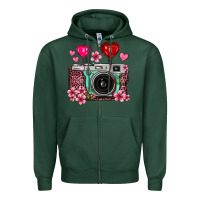 Sports Green floral heart pink leopard vintage camera Zipper Hoodie - FaDigitalArtStudio