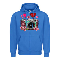 True Royal floral heart pink leopard vintage camera Zipper Hoodie - FaDigitalArtStudio