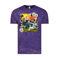 Cloud Purple cowhide farm truck with farm animals Vintage Tee - texasbilliewilder