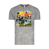 Cloud Rock cowhide farm truck with farm animals Vintage Tee - texasbilliewilder
