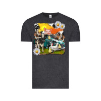 Vintage Black cowhide farm truck with farm animals Vintage Tee - texasbilliewilder