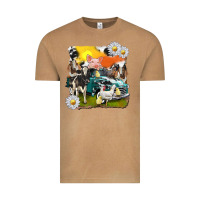 Vintage Camel cowhide farm truck with farm animals Vintage Tee - texasbilliewilder