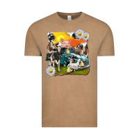 Vintage Coffee cowhide farm truck with farm animals Vintage Tee - texasbilliewilder