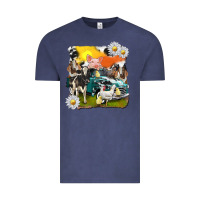 Vintage Denim cowhide farm truck with farm animals Vintage Tee - texasbilliewilder