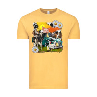 Vintage Mustard cowhide farm truck with farm animals Vintage Tee - texasbilliewilder